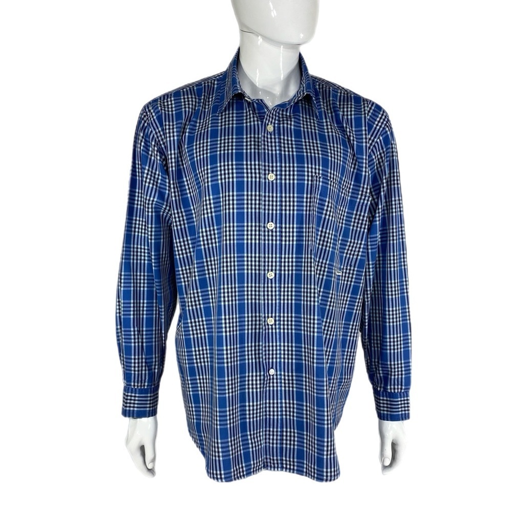 Pepe Jeans London Men’s 90’s Vintage Blue Plaid Long Sleeve Button Down